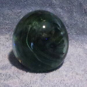 Kerry Glass Ireland Dark Green Paperweight Swirls Of Green Shades Handmade